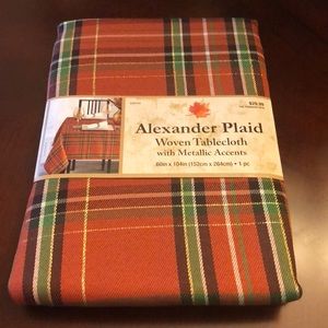 Fall Table Cloth Plaid with Metallic Accents